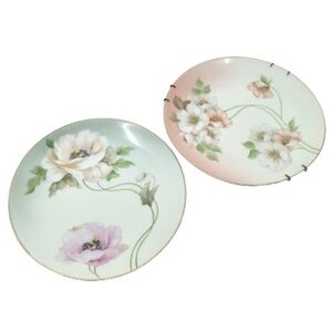 Antique Z S And Co BAVARIA BEAUTIFUL 1920'S HAND PAINTED ROSES PLATES~LOT OF 2